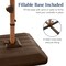 Best Choice Products 10ft Square Woodgrain Pattern 2-Tier Outdoor Solar LED Cantilever Umbrella w/ Base